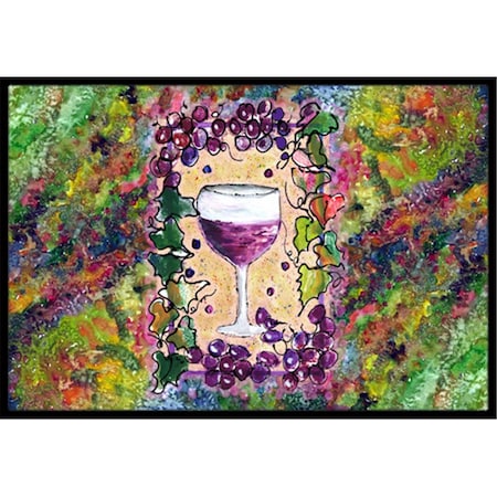 Carolines Treasures 18 x 27 in. Red Wine Glass And Grapes Indoor Or Outdoor Mat CA74691